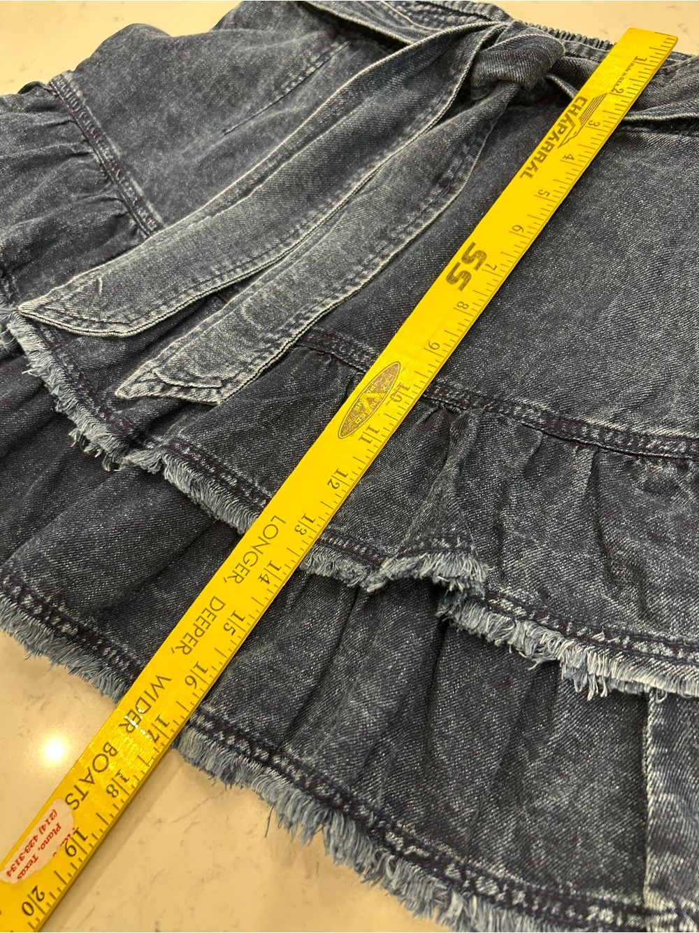 Anthropologie Pilcro Dark Blue Denim Tiered Skirt with Tie Waist - Picture 8 of 9